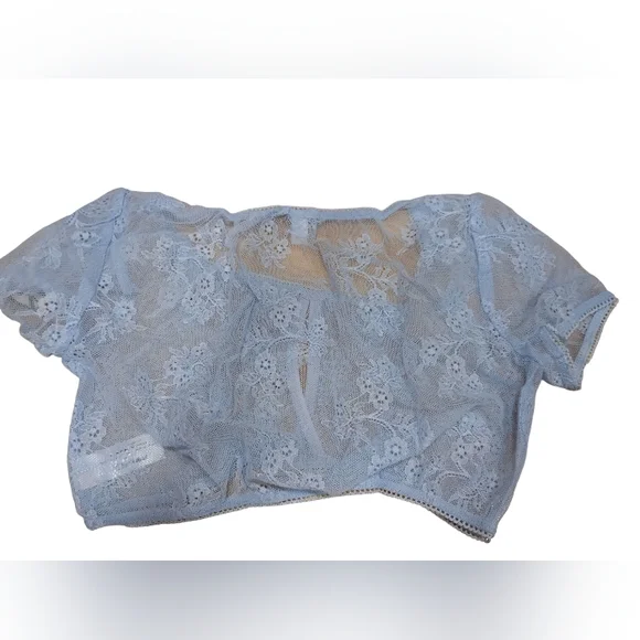 NWT Daydream Nation Sheer Lace Keyhole Bra Top Lingerie Powder blue - Picture 7 of 7